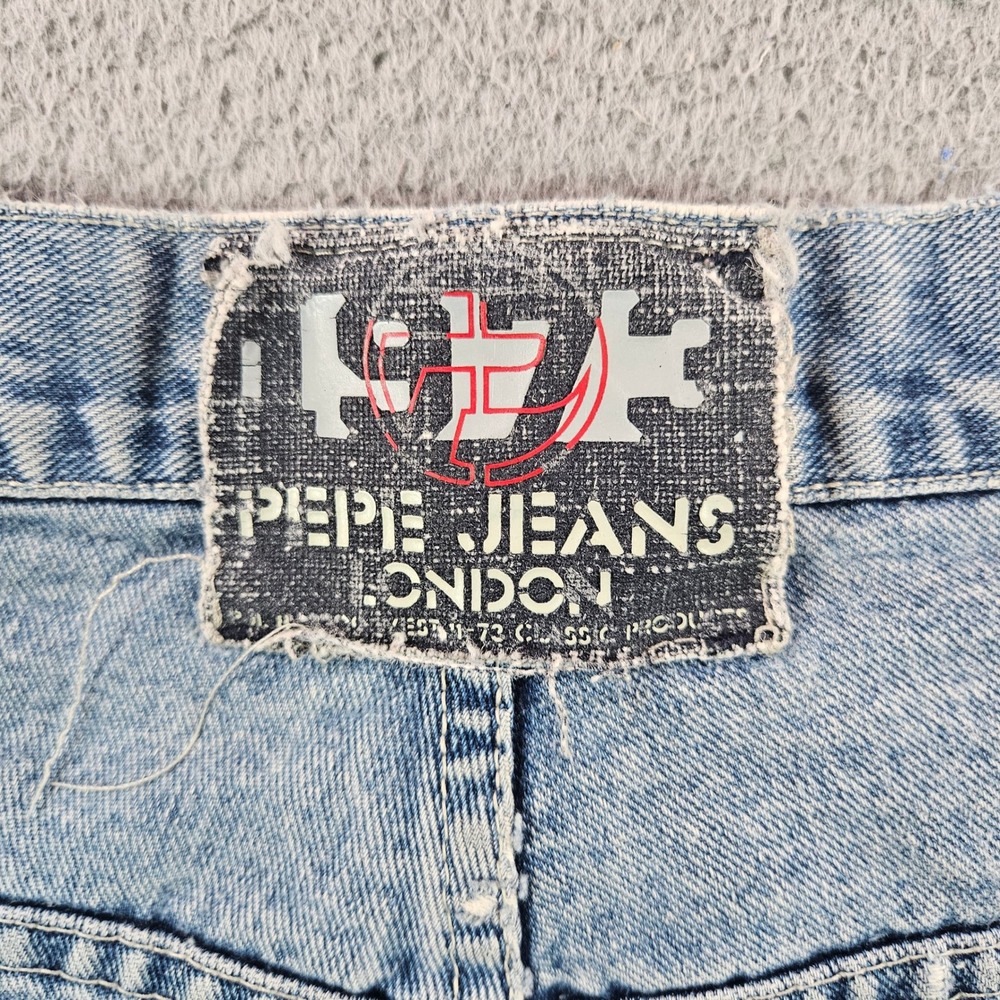 Pepe Jeans London Vintage‎ 90s Baggy Wide Leg Jeans Light Wash Blue Mens 42x34